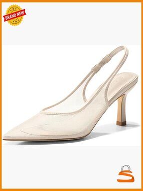 Mesh Slingback Kitten Heels Pointed Toe Low Heel Pumps Dress Shoes